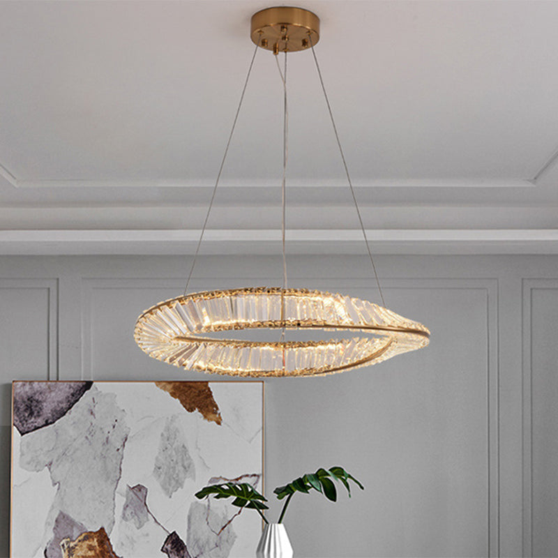 Twisted Ring Shaped Chandelier Modern Crystal LED Brass Suspension Light for Dining Room Clearhalo 'Ceiling Lights' 'Chandeliers' 'Modern Chandeliers' 'Modern' Lighting' 2546844