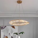 Twisted Ring Shaped Chandelier Modern Crystal LED Brass Suspension Light for Dining Room Clearhalo 'Ceiling Lights' 'Chandeliers' 'Modern Chandeliers' 'Modern' Lighting' 2546844