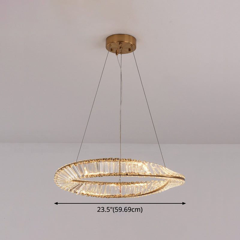 Twisted Ring Shaped Chandelier Modern Crystal LED Brass Suspension Light for Dining Room Clearhalo 'Ceiling Lights' 'Chandeliers' 'Modern Chandeliers' 'Modern' Lighting' 2546845