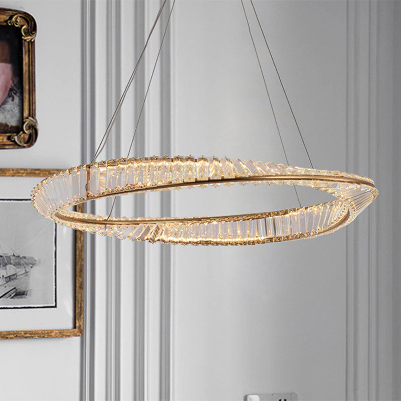 Twisted Ring Shaped Chandelier Modern Crystal LED Brass Suspension Light for Dining Room Clearhalo 'Ceiling Lights' 'Chandeliers' 'Modern Chandeliers' 'Modern' Lighting' 2546846