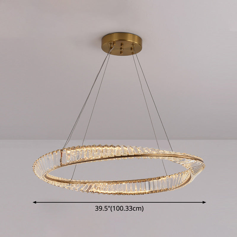 Twisted Ring Shaped Chandelier Modern Crystal LED Brass Suspension Light for Dining Room Clearhalo 'Ceiling Lights' 'Chandeliers' 'Modern Chandeliers' 'Modern' Lighting' 2546847