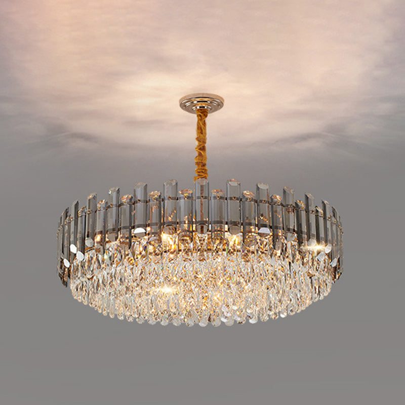 Rose Gold Tier Chandelier Pendant Contemporary Crystal Suspended Lighting Fixture Rose Gold 19.5" Smoke Grey Clearhalo 'Ceiling Lights' 'Chandeliers' 'Modern Chandeliers' 'Modern' Lighting' 2546849