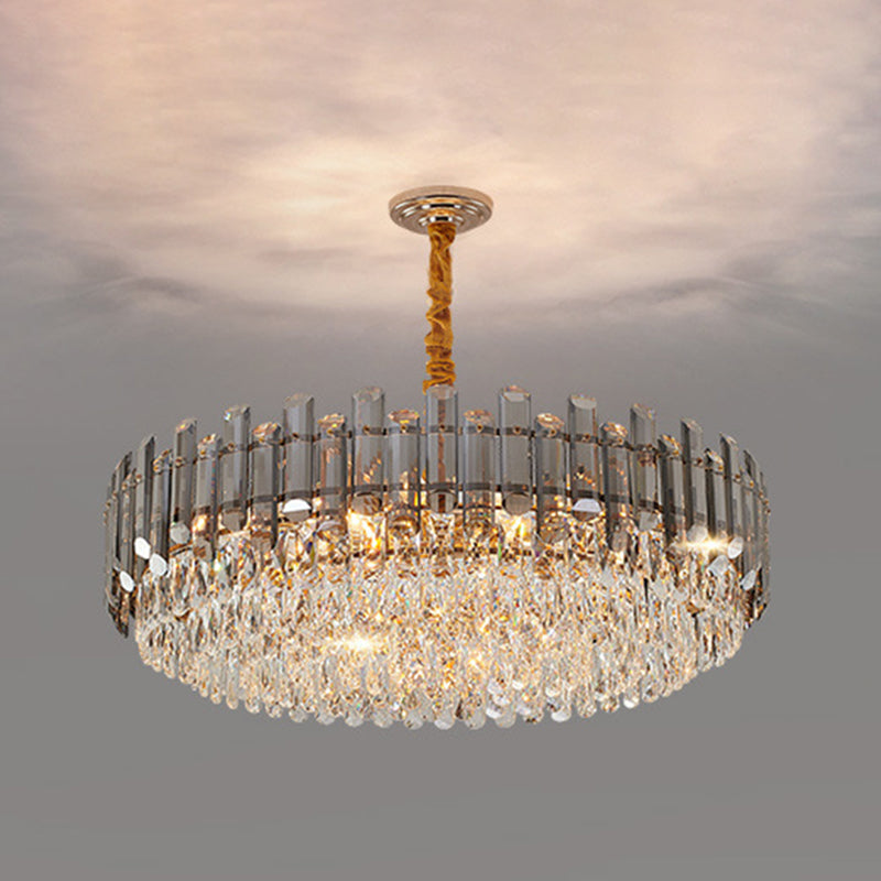 Rose Gold Tier Chandelier Pendant Contemporary Crystal Suspended Lighting Fixture Rose Gold 23.5" Smoke Grey Clearhalo 'Ceiling Lights' 'Chandeliers' 'Modern Chandeliers' 'Modern' Lighting' 2546850