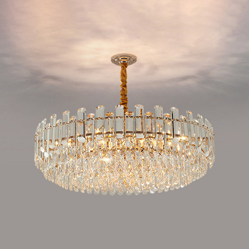 Rose Gold Tier Chandelier Pendant Contemporary Crystal Suspended Lighting Fixture Rose Gold 23.5" Clear Clearhalo 'Ceiling Lights' 'Chandeliers' 'Modern Chandeliers' 'Modern' Lighting' 2546853