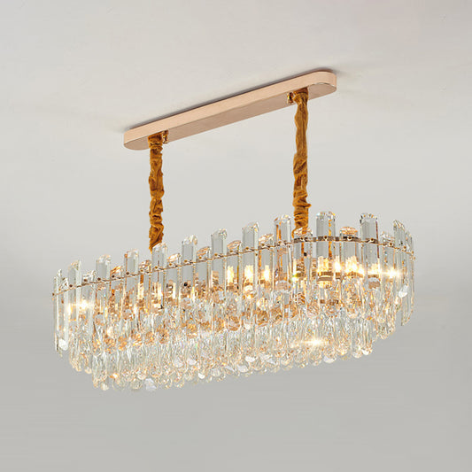 Rose Gold Tier Chandelier Pendant Contemporary Crystal Suspended Lighting Fixture Rose Gold 39.5" Clear Clearhalo 'Ceiling Lights' 'Chandeliers' 'Modern Chandeliers' 'Modern' Lighting' 2546856
