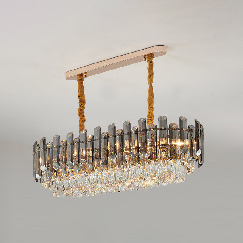 Rose Gold Tier Chandelier Pendant Contemporary Crystal Suspended Lighting Fixture Rose Gold 39.5" Smoke Grey Clearhalo 'Ceiling Lights' 'Chandeliers' 'Modern Chandeliers' 'Modern' Lighting' 2546859