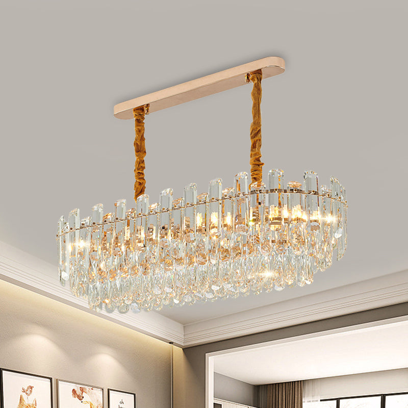 Rose Gold Tier Chandelier Pendant Contemporary Crystal Suspended Lighting Fixture Clearhalo 'Ceiling Lights' 'Chandeliers' 'Modern Chandeliers' 'Modern' Lighting' 2546863