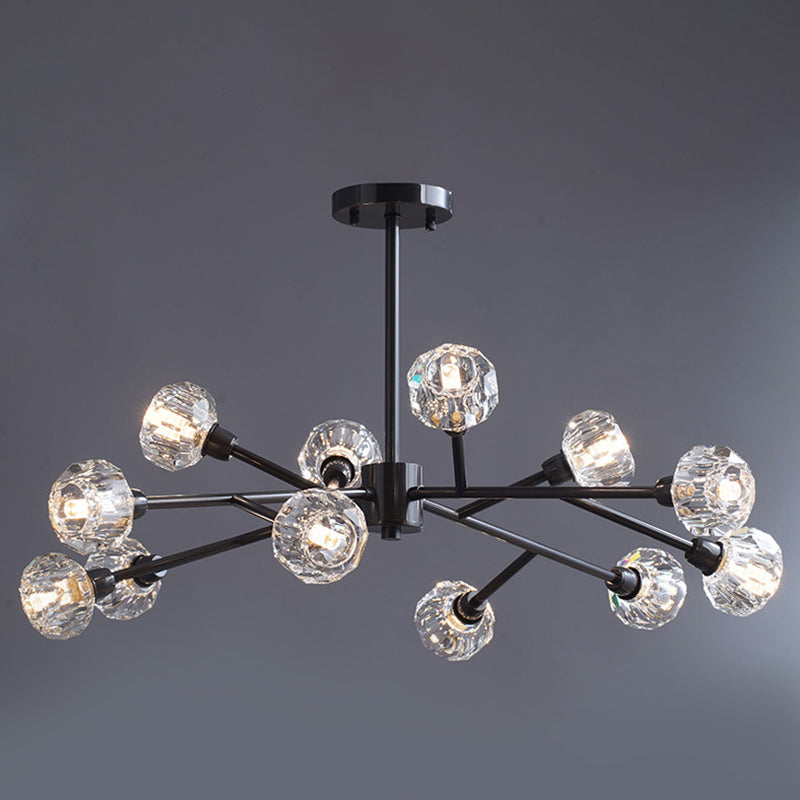 Mini Globe Crystal Chandelier Modern Style Black Finish Pendant Light for Living Room Clearhalo 'Ceiling Lights' 'Chandeliers' 'Modern Chandeliers' 'Modern' Lighting' 2546869