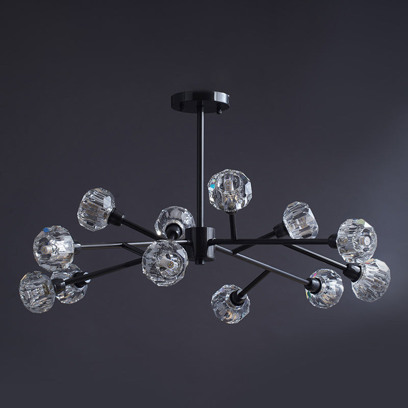 Mini Globe Crystal Chandelier Modern Style Black Finish Pendant Light for Living Room Clearhalo 'Ceiling Lights' 'Chandeliers' 'Modern Chandeliers' 'Modern' Lighting' 2546871