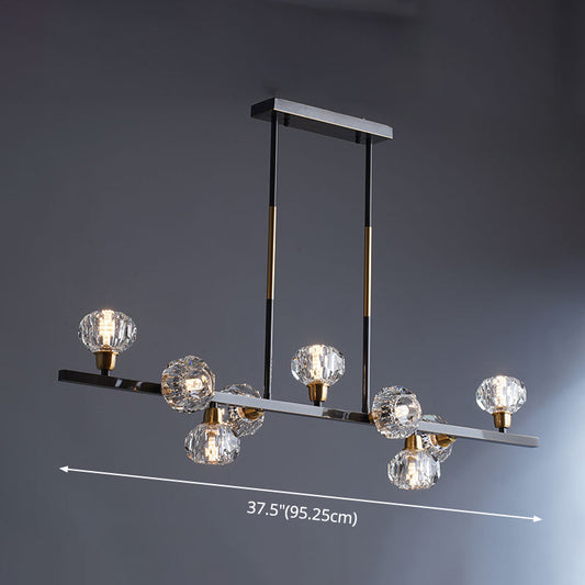 Mini Globe Crystal Chandelier Modern Style Black Finish Pendant Light for Living Room Clearhalo 'Ceiling Lights' 'Chandeliers' 'Modern Chandeliers' 'Modern' Lighting' 2546887