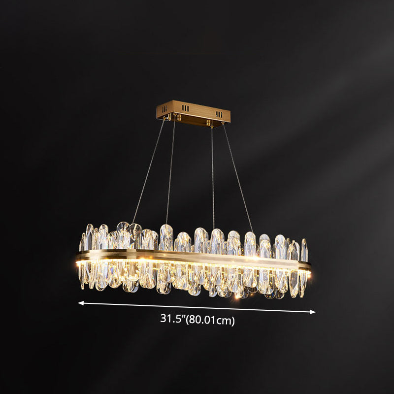 Circle Dining Room Pendant Lighting Crystal LED Minimalistic Chandelier in Brass Clearhalo 'Ceiling Lights' 'Chandeliers' 'Modern Chandeliers' 'Modern' Lighting' 2546903