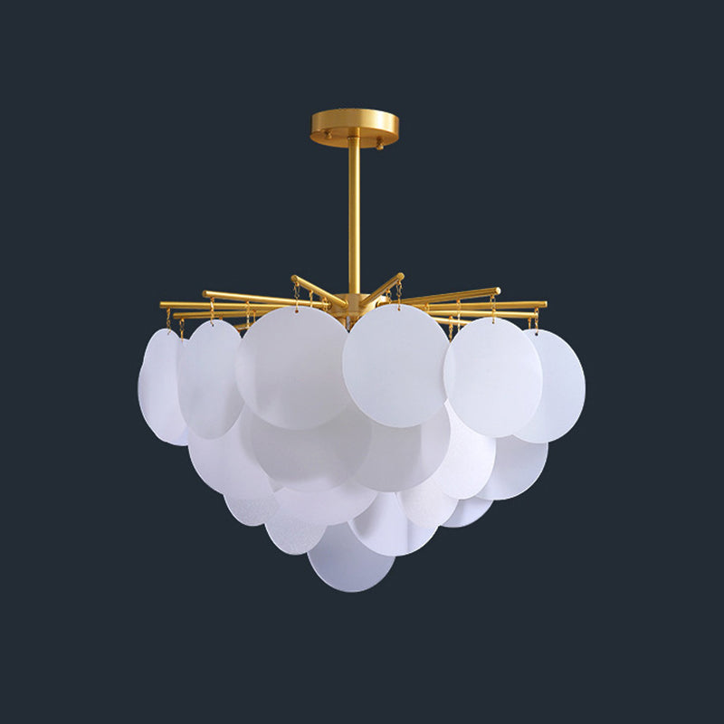 Tiered Discs Suspension Lighting Modern Dining Room Ceiling Chandelier in Brass-White 8 Brass Acrylic Clearhalo 'Ceiling Lights' 'Chandeliers' 'Glass shade' 'Glass' 'Modern Chandeliers' 'Modern' 'Pendant Lights' Lighting' 2546953
