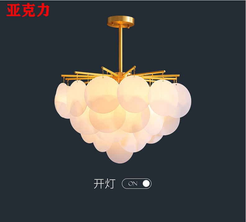 Tiered Discs Suspension Lighting Modern Dining Room Ceiling Chandelier in Brass-White 6 Brass Acrylic Clearhalo 'Ceiling Lights' 'Chandeliers' 'Glass shade' 'Glass' 'Modern Chandeliers' 'Modern' 'Pendant Lights' Lighting' 2546956