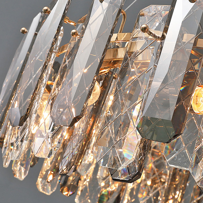 Round Prismatic Crystal Chandelier Pendant Minimalist Brass Finish Hanging Light Clearhalo 'Ceiling Lights' 'Chandeliers' 'Modern Chandeliers' 'Modern' Lighting' 2546974