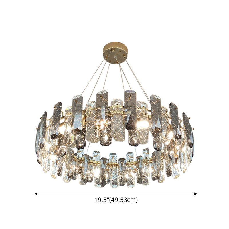Round Prismatic Crystal Chandelier Pendant Minimalist Brass Finish Hanging Light Clearhalo 'Ceiling Lights' 'Chandeliers' 'Modern Chandeliers' 'Modern' Lighting' 2546975