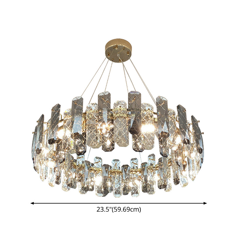 Round Prismatic Crystal Chandelier Pendant Minimalist Brass Finish Hanging Light Clearhalo 'Ceiling Lights' 'Chandeliers' 'Modern Chandeliers' 'Modern' Lighting' 2546976