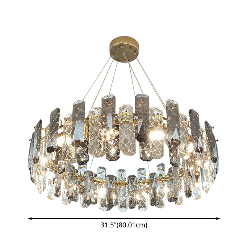 Round Prismatic Crystal Chandelier Pendant Minimalist Brass Finish Hanging Light Clearhalo 'Ceiling Lights' 'Chandeliers' 'Modern Chandeliers' 'Modern' Lighting' 2546977
