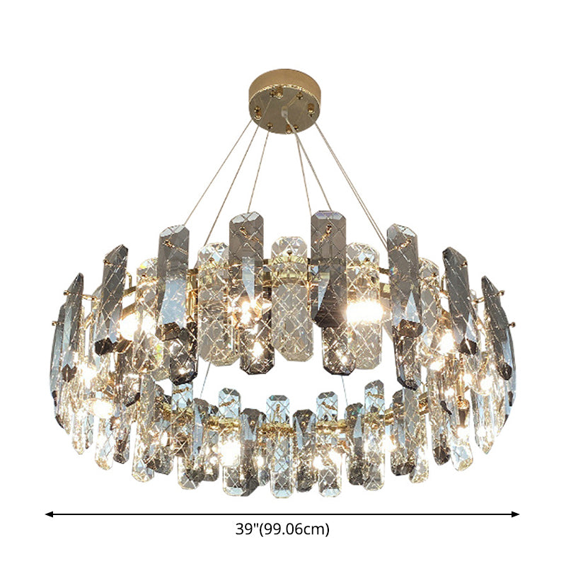 Round Prismatic Crystal Chandelier Pendant Minimalist Brass Finish Hanging Light Clearhalo 'Ceiling Lights' 'Chandeliers' 'Modern Chandeliers' 'Modern' Lighting' 2546978