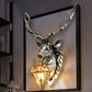Vintage Diamond Brass Metal Sconce Light 1 Light Wall Lamp with Resin Deer Decoration, 16"/18.5" Wide Clearhalo 'Wall Lamps & Sconces' 'Wall Lights' Lighting' 254701