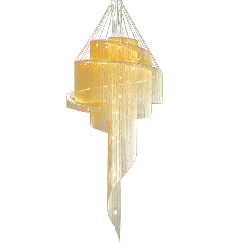Glam Spiral Tassel Chandelier Stylish Modern Metal 4-Light Ceiling Light for Hall Gold Clearhalo 'Ceiling Lights' 'Chandeliers' 'Modern Chandeliers' 'Modern' Lighting' 2547019