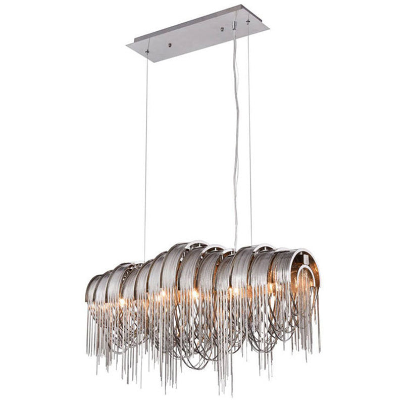 Arch Aluminum Chain Chandelier Postmodern 12-Bulb Silver Suspension Light for Lobby Clearhalo 'Ceiling Lights' 'Island Lights' Lighting' 2547027