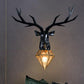 Resin Deer Wall Light Traditional 14.5"/19.5" Wide 1 Light White/Black Sconce Light with Diamond Metal Shade Black Clearhalo 'Wall Lamps & Sconces' 'Wall Lights' Lighting' 254723