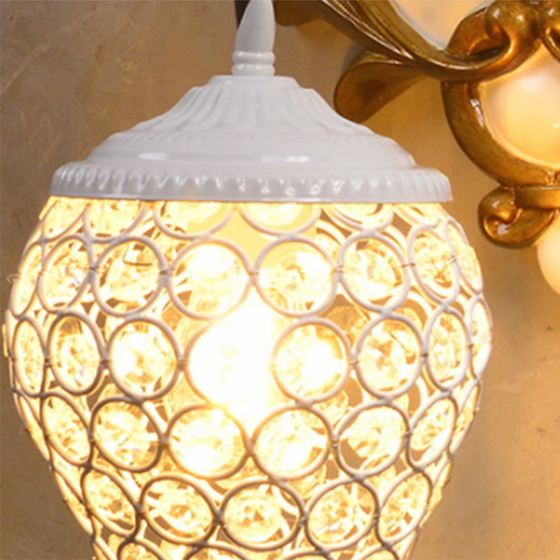 1 Light Living Room Wall Light Vintage Sconce with White/Red Horse Resin Decoration, 10"/12" Wide Clearhalo 'Wall Lamps & Sconces' 'Wall Lights' Lighting' 254792