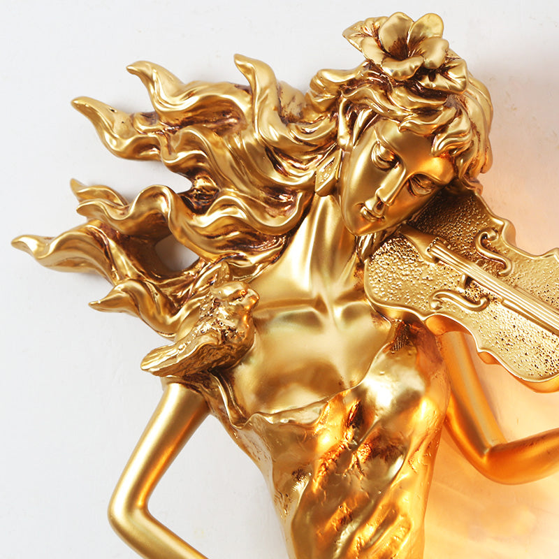 Dome Wall Mount Light Vintage Metal and Crystal 1 Light White/Gold Wall Sconce Light with Girl Decoration Clearhalo 'Wall Lamps & Sconces' 'Wall Lights' Lighting' 254867