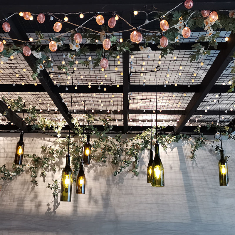 1 Light Bottle Shape Hanging Lamp Retro Industrial Glass Pendant Lamp for Restaurant Clearhalo 'Ceiling Lights' 'Glass shade' 'Glass' 'Industrial Pendants' 'Industrial' 'Middle Century Pendants' 'Pendant Lights' 'Pendants' 'Tiffany' Lighting' 2548828