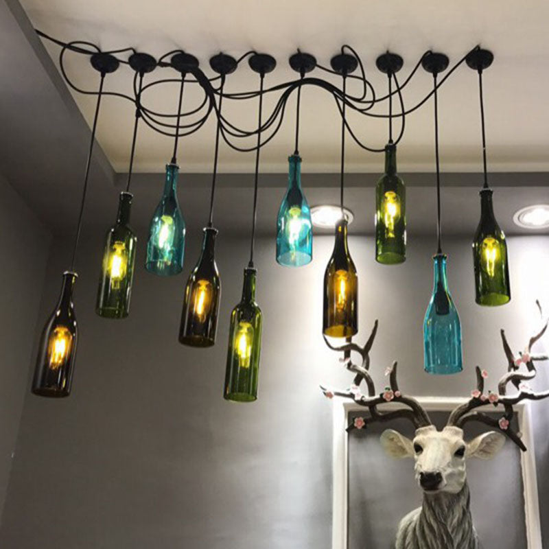 1 Light Bottle Shape Hanging Lamp Retro Industrial Glass Pendant Lamp for Restaurant Clearhalo 'Ceiling Lights' 'Glass shade' 'Glass' 'Industrial Pendants' 'Industrial' 'Middle Century Pendants' 'Pendant Lights' 'Pendants' 'Tiffany' Lighting' 2548835