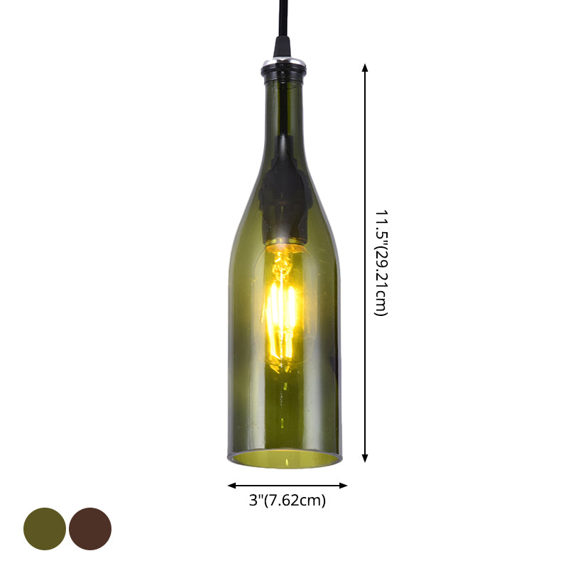 1 Light Bottle Shape Hanging Lamp Retro Industrial Glass Pendant Lamp for Restaurant Clearhalo 'Ceiling Lights' 'Glass shade' 'Glass' 'Industrial Pendants' 'Industrial' 'Middle Century Pendants' 'Pendant Lights' 'Pendants' 'Tiffany' Lighting' 2548837