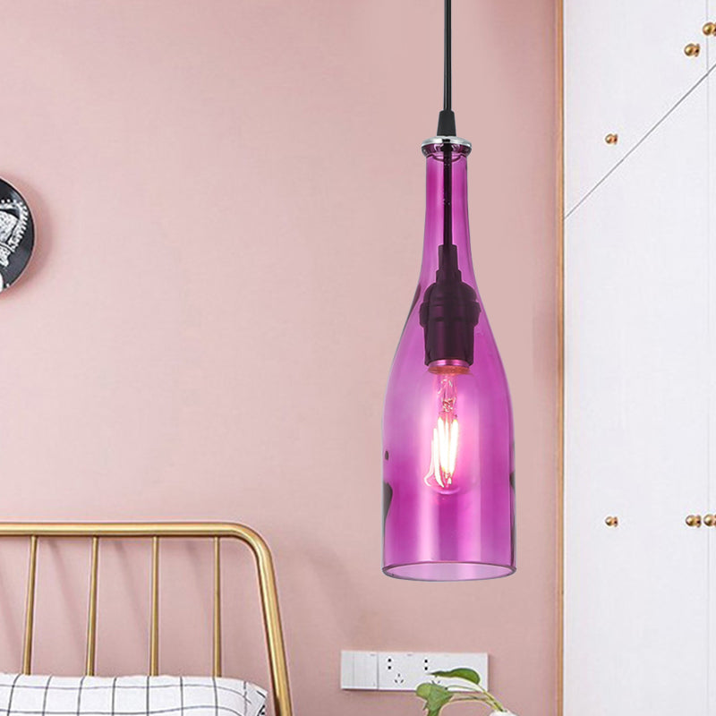 1 Light Bottle Shape Hanging Lamp Retro Industrial Glass Pendant Lamp for Restaurant Clearhalo 'Ceiling Lights' 'Glass shade' 'Glass' 'Industrial Pendants' 'Industrial' 'Middle Century Pendants' 'Pendant Lights' 'Pendants' 'Tiffany' Lighting' 2548844
