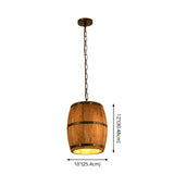 Brown 1 Light Drop Pendant Industrial Wood Bucket Hanging Lights for Bar Clearhalo 'Ceiling Lights' 'Pendant Lights' 'Pendants' Lighting' 2548851