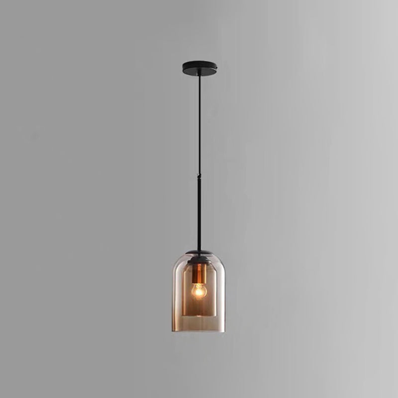 Bell Hanging Ceiling Light Modern Glass Pendant Lamp for Bedroom 1 Cognac Round Clearhalo 'Ceiling Lights' 'Glass shade' 'Glass' 'Modern Pendants' 'Modern' 'Pendant Lights' 'Pendants' Lighting' 2548864