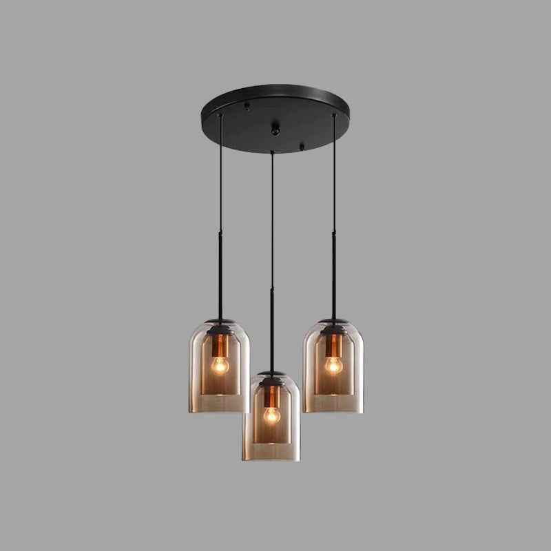 Bell Hanging Ceiling Light Modern Glass Pendant Lamp for Bedroom 3 Cognac Round Clearhalo 'Ceiling Lights' 'Glass shade' 'Glass' 'Modern Pendants' 'Modern' 'Pendant Lights' 'Pendants' Lighting' 2548865