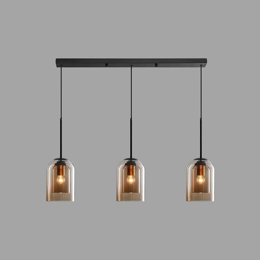 Bell Hanging Ceiling Light Modern Glass Pendant Lamp for Bedroom 3 Cognac Linear Clearhalo 'Ceiling Lights' 'Glass shade' 'Glass' 'Modern Pendants' 'Modern' 'Pendant Lights' 'Pendants' Lighting' 2548867