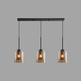 Bell Hanging Ceiling Light Modern Glass Pendant Lamp for Bedroom 3 Cognac Linear Clearhalo 'Ceiling Lights' 'Glass shade' 'Glass' 'Modern Pendants' 'Modern' 'Pendant Lights' 'Pendants' Lighting' 2548867