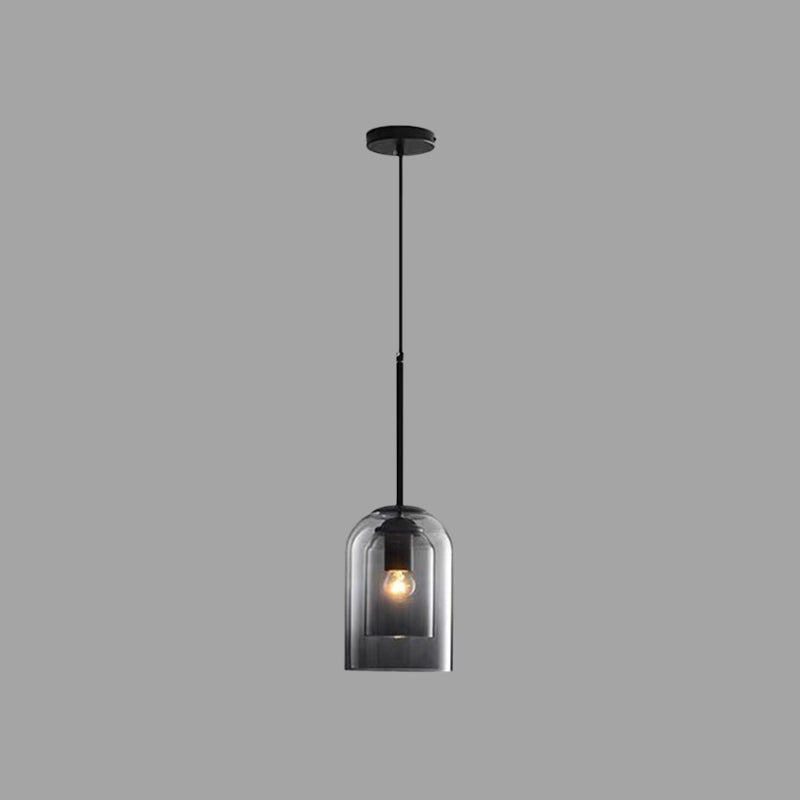 Bell Hanging Ceiling Light Modern Glass Pendant Lamp for Bedroom 1 Grey Round Clearhalo 'Ceiling Lights' 'Glass shade' 'Glass' 'Modern Pendants' 'Modern' 'Pendant Lights' 'Pendants' Lighting' 2548868
