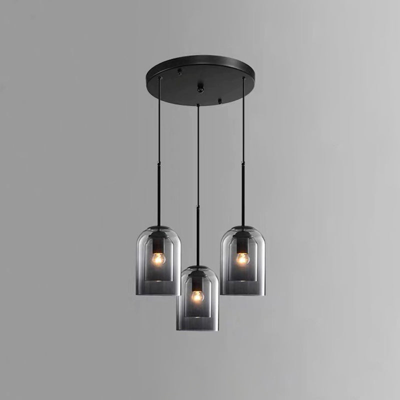 Bell Hanging Ceiling Light Modern Glass Pendant Lamp for Bedroom 3 Grey Round Clearhalo 'Ceiling Lights' 'Glass shade' 'Glass' 'Modern Pendants' 'Modern' 'Pendant Lights' 'Pendants' Lighting' 2548870