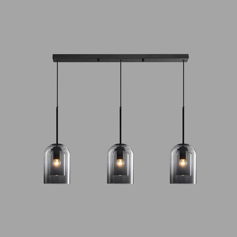 Bell Hanging Ceiling Light Modern Glass Pendant Lamp for Bedroom 3 Grey Linear Clearhalo 'Ceiling Lights' 'Glass shade' 'Glass' 'Modern Pendants' 'Modern' 'Pendant Lights' 'Pendants' Lighting' 2548873
