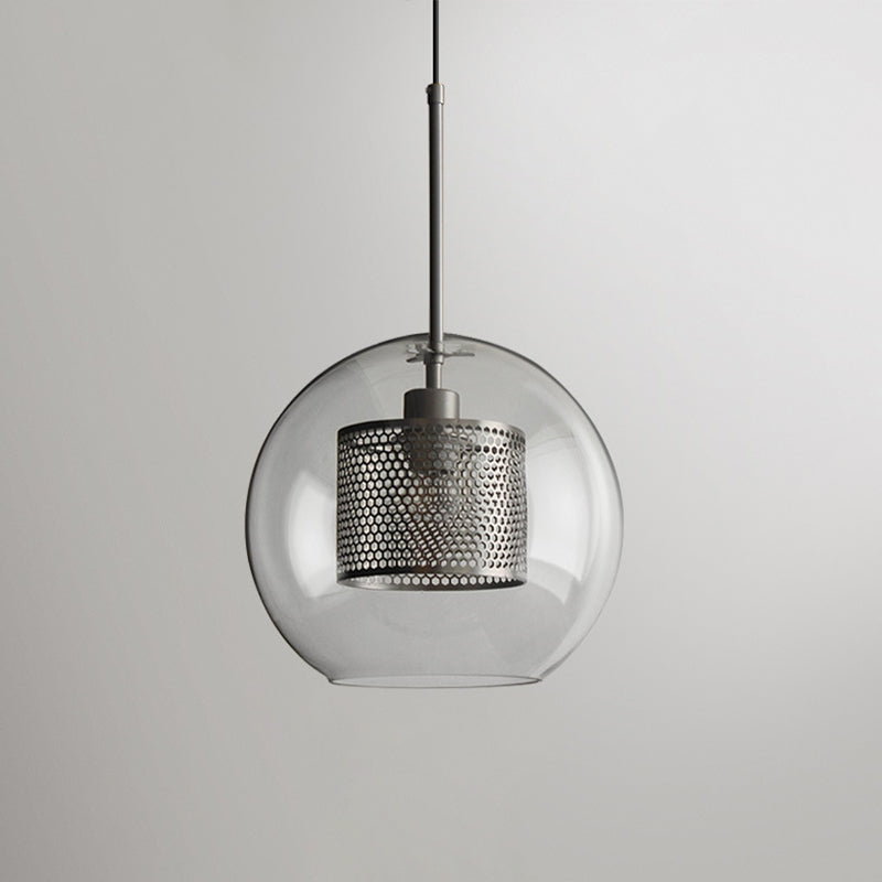 Clear Glass Pendant Light Modern 1 Light Hanging Light Fixtures For Dining Room Table Silver 12" Globe Clearhalo 'Ceiling Lights' 'Glass shade' 'Glass' 'Modern Pendants' 'Modern' 'Pendant Lights' 'Pendants' Lighting' 2548888