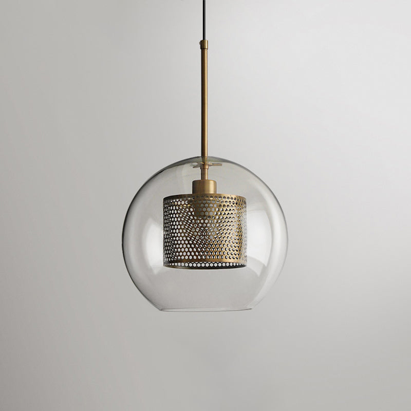 Clear Glass Pendant Light Modern 1 Light Hanging Light Fixtures For Dining Room Table Bronze 12" Globe Clearhalo 'Ceiling Lights' 'Glass shade' 'Glass' 'Modern Pendants' 'Modern' 'Pendant Lights' 'Pendants' Lighting' 2548890