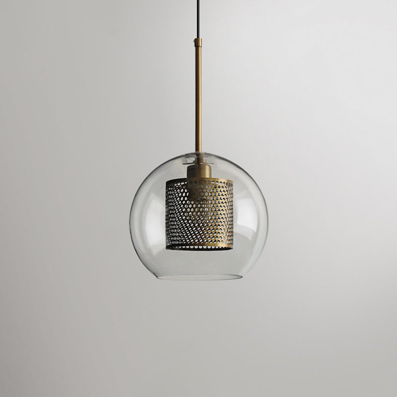 Clear Glass Pendant Light Modern 1 Light Hanging Light Fixtures For Dining Room Table Bronze 9.5" Globe Clearhalo 'Ceiling Lights' 'Glass shade' 'Glass' 'Modern Pendants' 'Modern' 'Pendant Lights' 'Pendants' Lighting' 2548891
