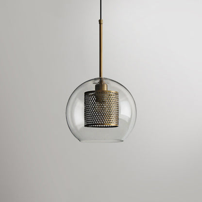Clear Glass Pendant Light Modern 1 Light Hanging Light Fixtures For Dining Room Table Bronze 9.5" Globe Clearhalo 'Ceiling Lights' 'Glass shade' 'Glass' 'Modern Pendants' 'Modern' 'Pendant Lights' 'Pendants' Lighting' 2548891
