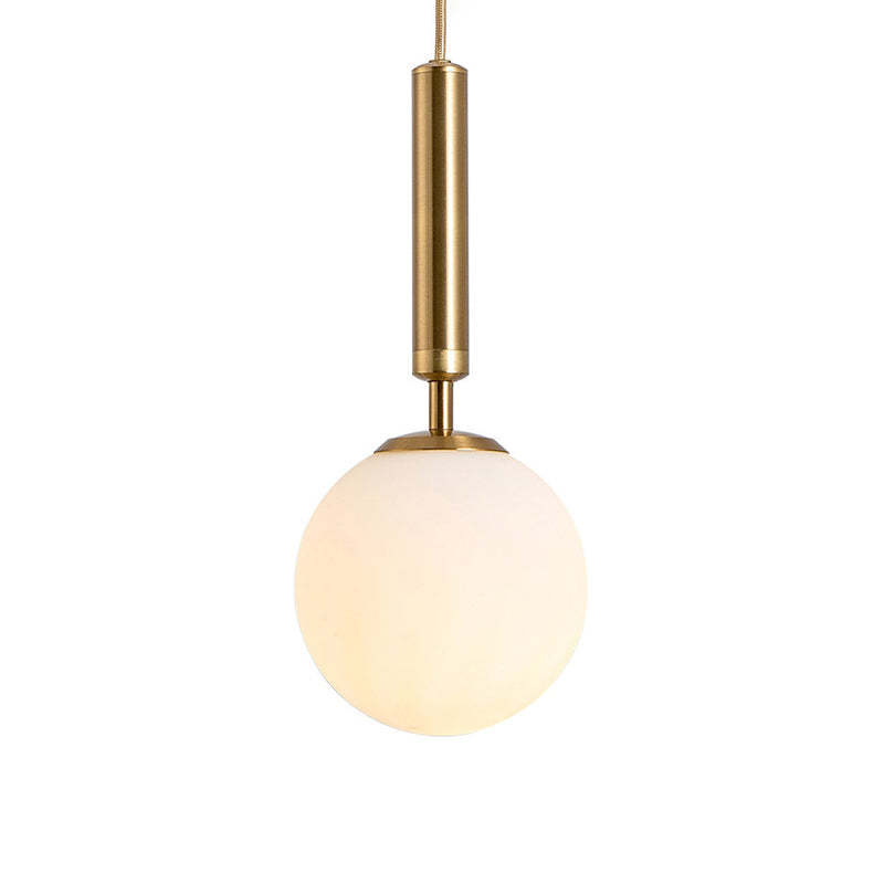 Globe Hanging Ceiling Light Modern White Glass Pendant Lamp for Bedroom Gold 8" Clearhalo 'Ceiling Lights' 'Glass shade' 'Glass' 'Modern Pendants' 'Modern' 'Pendant Lights' 'Pendants' Lighting' 2548911