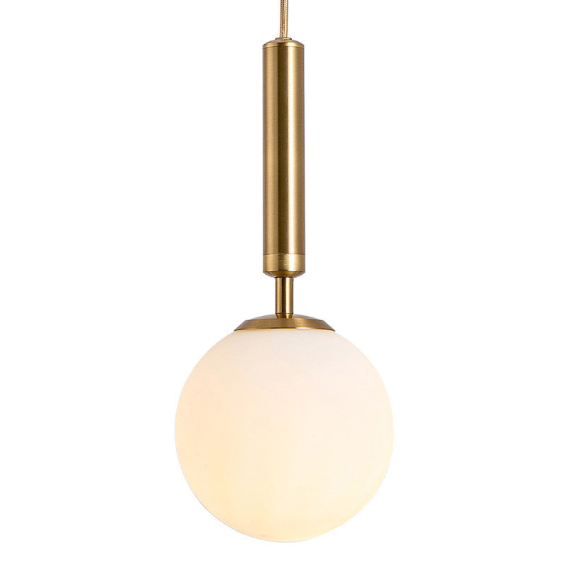 Globe Hanging Ceiling Light Modern White Glass Pendant Lamp for Bedroom Gold 10" Clearhalo 'Ceiling Lights' 'Glass shade' 'Glass' 'Modern Pendants' 'Modern' 'Pendant Lights' 'Pendants' Lighting' 2548912