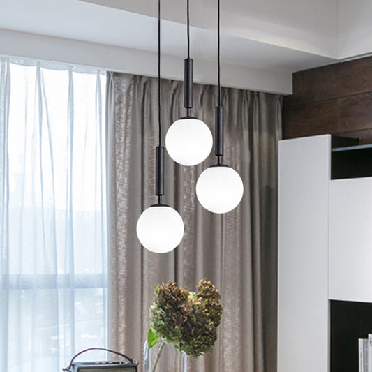 Globe Hanging Ceiling Light Modern White Glass Pendant Lamp for Bedroom Clearhalo 'Ceiling Lights' 'Glass shade' 'Glass' 'Modern Pendants' 'Modern' 'Pendant Lights' 'Pendants' Lighting' 2548914