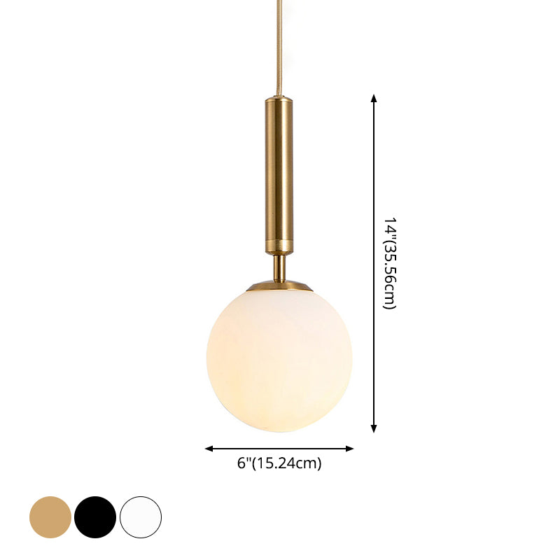 Globe Hanging Ceiling Light Modern White Glass Pendant Lamp for Bedroom Clearhalo 'Ceiling Lights' 'Glass shade' 'Glass' 'Modern Pendants' 'Modern' 'Pendant Lights' 'Pendants' Lighting' 2548917