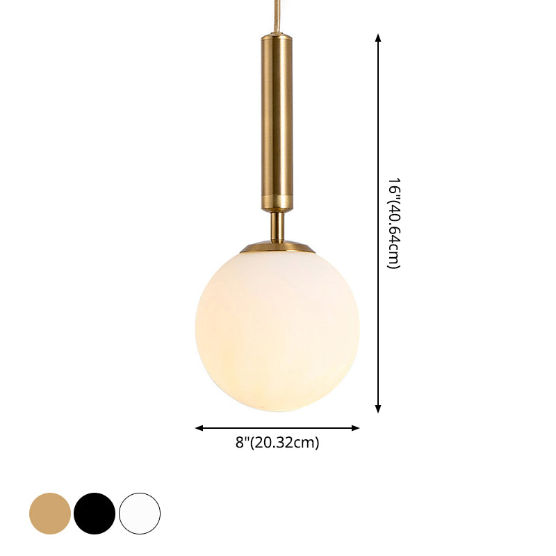 Globe Hanging Ceiling Light Modern White Glass Pendant Lamp for Bedroom Clearhalo 'Ceiling Lights' 'Glass shade' 'Glass' 'Modern Pendants' 'Modern' 'Pendant Lights' 'Pendants' Lighting' 2548918