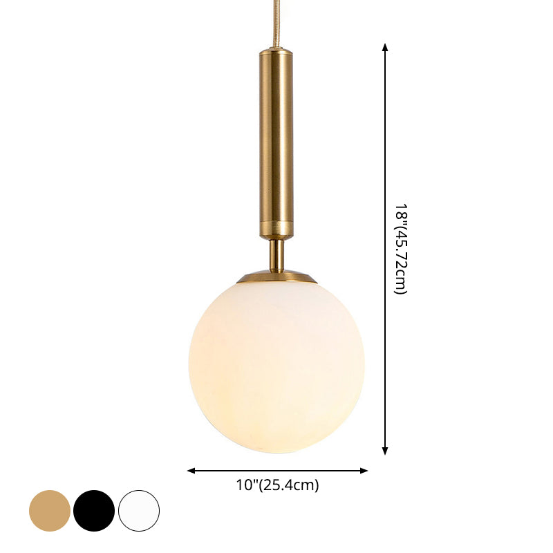 Globe Hanging Ceiling Light Modern White Glass Pendant Lamp for Bedroom Clearhalo 'Ceiling Lights' 'Glass shade' 'Glass' 'Modern Pendants' 'Modern' 'Pendant Lights' 'Pendants' Lighting' 2548919